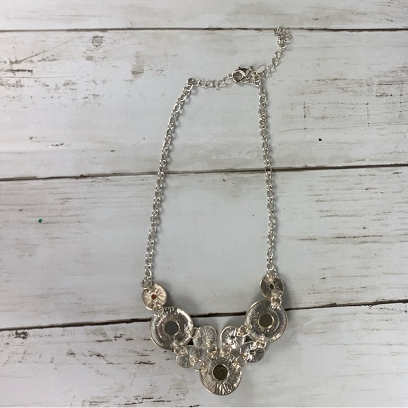 Premier Designs Necklace Circles Multicolored Silver Tone Statement Bib Boho - Picture 6 of 6